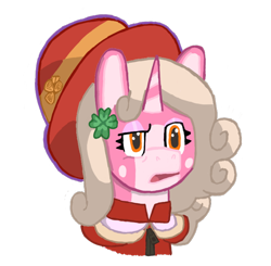 Size: 746x731 | Tagged: safe, artist:bloonacorn, ponerpics import, pony, unicorn, clover, female, hat, mare, open mouth, simple background, solo, team fortress 2, transparent background