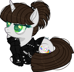 Size: 2972x2879 | Tagged: safe, artist:kurosawakuro, artist:starshade, derpibooru import, oc, oc only, oc:alice caballero (alice kaufman), pony, unicorn, base used, clothes, jacket, simple background, solo, transparent background