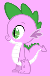 Size: 379x576 | Tagged: safe, artist:therainbowkingdom69, derpibooru import, spike (g1), dragon, g1, g4, baby, baby dragon, cute, g1 spikabetes, g1 to g4, generation leap, male, pink background, simple background, smiling, teeth