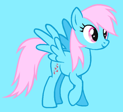 Size: 639x584 | Tagged: safe, artist:therainbowkingdom69, derpibooru import, wind whistler, pegasus, pony, g1, g4, blue background, cute, female, g1 to g4, generation leap, mare, raised hoof, raised leg, simple background, smiling, whistlerbetes