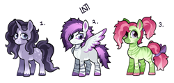 Size: 1260x600 | Tagged: safe, artist:lastnight-light, derpibooru import, oc, oc only, oc:fresh melon, oc:punk plume, oc:sleepy spells, hybrid, pegasus, pony, unicorn, zony, female, filly, simple background, transparent background