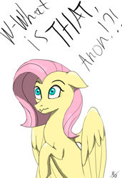Size: 849x1239 | Tagged: safe, artist:mrtank667, derpibooru import, fluttershy, pegasus, implied anon, simple background, solo, wavy mouth, white background