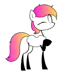 Size: 1000x1000 | Tagged: safe, artist:alexi148, derpibooru import, oc, oc:stickmare, earth pony, pony, female, looking at you, mare, one eye closed, pointing, simple background, solo, stickmare, white background, wink