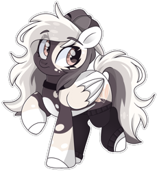 Size: 1419x1551 | Tagged: safe, artist:cinnamontee, derpibooru import, oc, oc:bethany goldfeathers, pegasus, pony, backwards ballcap, baseball cap, cap, clothes, female, hat, leg warmers, mare, simple background, solo, transparent background