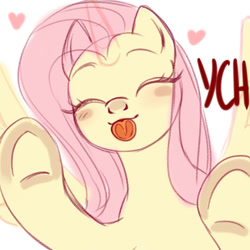 Size: 1500x1500 | Tagged: safe, artist:nika-rain, derpibooru import, fluttershy, pegasus, pony, against glass, any gender, any race, auction, auction open, commission, eyes closed, glass, mlem, silly, solo, tongue, tongue out, ych example, your character here