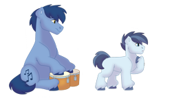 Size: 1280x732 | Tagged: safe, artist:itstechtock, derpibooru import, blues, noteworthy, oc, earth pony, pony, bongos, colt, male, simple background, transparent background