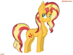 Size: 960x720 | Tagged: safe, artist:madlilon2051, derpibooru import, sunset shimmer, pony, unicorn, chest fluff, ear fluff, ears, eyelashes, female, horn, mare, simple background, smiling, solo, transparent background