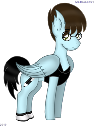 Size: 720x960 | Tagged: safe, artist:madlilon2051, derpibooru import, oc, oc only, pegasus, pony, clothes, ear fluff, ears, glasses, male, pegasus oc, simple background, smiling, solo, stallion, transparent background, wings