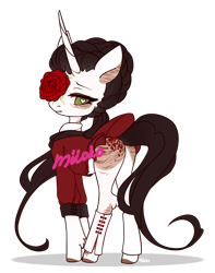 Size: 1710x2169 | Tagged: safe, artist:miioko, derpibooru import, oc, oc only, pony, unicorn, clothes, flower, flower in hair, horn, simple background, transparent background, unicorn oc