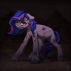 Size: 2048x2048 | Tagged: safe, artist:amishy, derpibooru import, pony, unicorn, blood, solo