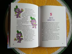 Size: 2048x1536 | Tagged: safe, derpibooru import, spike, dragon, a pony named spike, book, finnish, gem, irl, photo