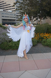 Size: 1280x1927 | Tagged: safe, artist:crystalcadenza, derpibooru import, princess celestia, human, bronycon, bronycon 2019, clothes, cosplay, costume, irl, irl human, photo