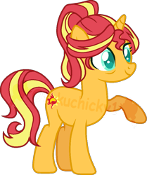 Size: 739x882 | Tagged: safe, artist:otakuchicky1, derpibooru import, sunset shimmer, pony, unicorn, female, mare, older, older sunset, simple background, solo, transparent background, watermark