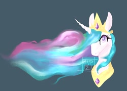 Size: 2012x1446 | Tagged: safe, artist:guacbird, derpibooru import, princess celestia, alicorn, pony, bust, female, simple background, solo