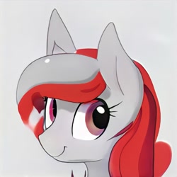 Size: 1024x1024 | Tagged: safe, artist:thisponydoesnotexist, derpibooru import, pony, gray background, neural network, simple background, smiling