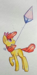 Size: 302x604 | Tagged: safe, artist:znaika77, derpibooru import, apple bloom, earth pony, pony, female, filly, kite, solo