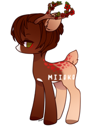 Size: 769x968 | Tagged: safe, artist:miioko, derpibooru import, oc, oc only, pony, antlers, base used, holly, simple background, solo, transparent background