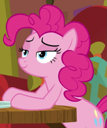 Size: 501x597 | Tagged: safe, derpibooru import, screencap, pinkie pie, spice up your life, bedroom eyes, cropped, solo, the tasty treat