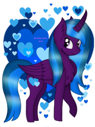 Size: 720x960 | Tagged: safe, artist:madlilon2051, derpibooru import, oc, oc only, alicorn, pony, alicorn oc, chest fluff, ear fluff, ears, heart, horn, raised hoof, raised leg, simple background, smiling, solo, transparent background, wings