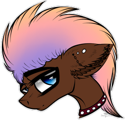 Size: 1387x1327 | Tagged: safe, artist:beamybutt, derpibooru import, oc, oc only, earth pony, pony, bust, collar, ear fluff, ear piercing, ears, male, piercing, simple background, solo, spiked collar, stallion, transparent background