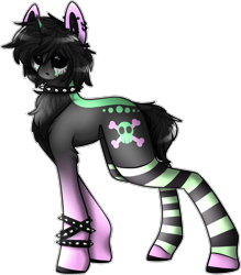 Size: 1749x2001 | Tagged: safe, artist:sketchytwi, derpibooru import, oc, oc only, pony, unicorn, chest fluff, clothes, ear piercing, earring, face paint, jewelry, leg warmers, piercing, simple background, skull, spiked wristband, transparent background, wristband