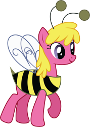 Size: 5650x7944 | Tagged: safe, artist:wissle, derpibooru import, cherry berry, earth pony, pony, luna eclipsed, absurd resolution, animal costume, bee costume, cherry bee, clothes, costume, female, mare, nightmare night, nightmare night costume, simple background, smiling, solo, transparent background, vector, yellow mane