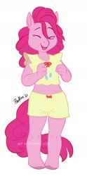 Size: 800x1619 | Tagged: safe, artist:powree, derpibooru import, pinkie pie, anthro, earth pony, unguligrade anthro, clothes, cute, simple background, solo, white background