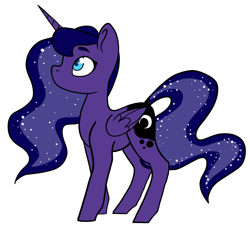 Size: 3200x2900 | Tagged: safe, artist:katyusha, derpibooru import, princess luna, alicorn, pony, cute, ethereal mane, female, filly, mare, simple background, solo, starry mane, white background, woona, younger