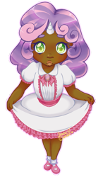 Size: 367x660 | Tagged: safe, artist:jazzie-simone, sweetie belle, human, blackwashing, clothes, curtsey, dark skin, dress, female, horn, horned humanization, humanized, shoes, simple background, smiling, solo, transparent background