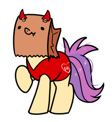 Size: 950x1040 | Tagged: safe, artist:paperbagpony, derpibooru import, oc, oc:paper bag, clothes, costume, halloween, halloween costume, simple background, white background