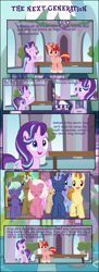 Size: 1846x5080 | Tagged: safe, artist:digimonlover101, derpibooru import, november rain, starlight glimmer, strawberry scoop, oc, oc:star curve, pony, comic:the next generation, friendship student