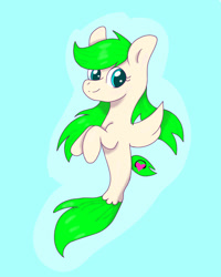 Size: 1280x1603 | Tagged: safe, artist:dexcreation, derpibooru import, oc, oc only, pegasus, pony, seapony (g4), blue background, blue eyes, dorsal fin, fish tail, flowing mane, flowing tail, green mane, looking at you, seaponified, simple background, smiling, smiling at you, solo, species swap, tail, underwater, water, wings