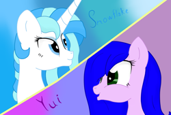 Size: 2629x1777 | Tagged: safe, artist:herusann, derpibooru import, oc, oc:snowflake, earth pony, pony, unicorn, earth pony oc, eyelashes, female, horn, mare, unicorn oc