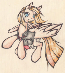 Size: 1548x1738 | Tagged: safe, artist:alcidence, derpibooru import, oc, oc only, oc:alen d, pegasus, pony, clothes, colored pupils, necktie, shirt, solo, traditional art