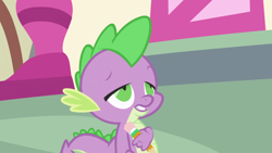 Size: 1920x1080 | Tagged: safe, derpibooru import, screencap, spike, dragon, friendship is magic, season 1, 1080p, darkness, frown, gripping, lidded eyes, life, male, pencil, ponyville, psychoface, shorty, solo, spikey wikey