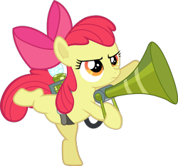 Size: 3000x2797 | Tagged: safe, artist:frownfactory, derpibooru import, apple bloom, earth pony, bloom and gloom, apple bloom's bow, bipedal, blank flank, bow, ear fluff, ears, female, filly, frown, hair bow, high res, hoof hold, orange eyes, pest pony, red mane, red tail, simple background, solo, standing, standing on one leg, tail, transparent background, twittermite, vector