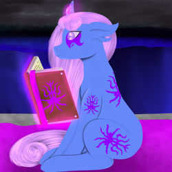 Size: 3000x3000 | Tagged: safe, artist:lord atlantean, derpibooru import, oc, oc:arcānus, book, female, mare, reading, sitting, solo