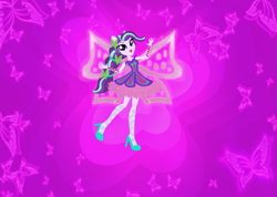 Size: 1221x869 | Tagged: safe, artist:selenaede, artist:user15432, derpibooru import, starlight glimmer, human, equestria girls, alternate hairstyle, barely eqg related, base used, butterflix, clothes, crossover, dress, fairy, fairy wings, fairyized, high heels, long hair, pink wings, ponied up, purple dress, shoes, wings, winx, winx club, winxified