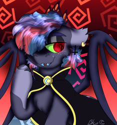 Size: 1440x1539 | Tagged: safe, artist:bluemoon, derpibooru import, oc, oc:bluemoon, bat pony, pony, bat pony oc, dark magic, halloween, holiday, magic, nightmare night, solo