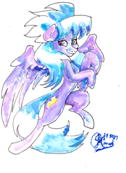 Size: 3054x4200 | Tagged: safe, artist:mannybcadavera, derpibooru import, cloudchaser, pegasus, pony, female, mare, simple background, solo, traditional art, white background