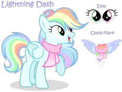 Size: 2164x1632 | Tagged: safe, artist:starshinestellaryt, derpibooru import, oc, oc:lightning dash, pegasus, pony, clothes, female, mare, offspring, parent:rainbow dash, parent:soarin', parents:soarindash, reference, scarf, simple background, solo, transparent background