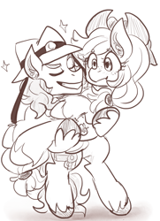Size: 1229x1696 | Tagged: safe, artist:mimiporcellini, derpibooru import, applejack, earth pony, pony, bridal carry, carrying, crossover, crossover shipping, doodle, female, hol horse, holding a pony, holjack, jojo's bizarre adventure, male, ponified, shipping, straight