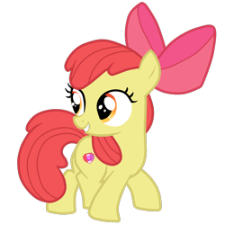 Size: 1500x1500 | Tagged: safe, artist:topaz7373, derpibooru import, apple bloom, earth pony, pony, crusaders of the lost mark, cutie mark, female, filly, grin, looking back, simple background, smiling, solo, the cmc's cutie marks, transparent background, vector