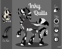 Size: 3800x3000 | Tagged: safe, artist:shamy-crist, derpibooru import, oc, oc:inky quills, pegasus, pony, female, mare, reference sheet, solo