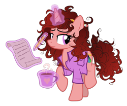 Size: 2000x1674 | Tagged: safe, artist:kaitykat117, derpibooru import, edit, oc, oc only, oc:paige scribble(kaitykat), unicorn, base used, messy mane, morning ponies, pencil, simple background, solo, transparent background, vector, vector edit