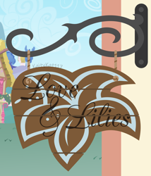 Size: 2000x2335 | Tagged: safe, artist:kaitykat117, derpibooru import, oc, oc:flower love(kaitykat), building, house, love and lilies, no pony, sign, vector