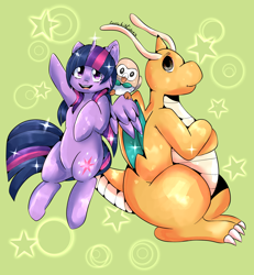 Size: 3524x3812 | Tagged: safe, artist:cosmiclitgalaxy, derpibooru import, twilight sparkle, twilight sparkle (alicorn), alicorn, pony, cute, dragonite, fanart, pokemon fanart, pokémon, pokémon team, rowlet