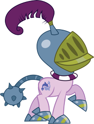 Size: 6681x8792 | Tagged: safe, artist:wissle, derpibooru import, sea swirl, seafoam, pony, luna eclipsed, absurd resolution, armor, clothes, costume, female, helmet, knight, mare, morning star, nightmare night, nightmare night costume, plume, simple background, solo, transparent background, vector, weapon