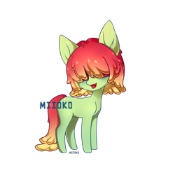 Size: 1500x1500 | Tagged: safe, artist:miioko, derpibooru import, oc, oc only, earth pony, pony, earth pony oc, hair over eyes, simple background, smiling, solo, transparent background