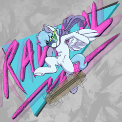 Size: 2048x2048 | Tagged: safe, artist:compoundlift, derpibooru import, oc, oc only, oc:file folder, pegasus, clothes, male, radical, scarf, skateboard, solo, stallion, sunglasses